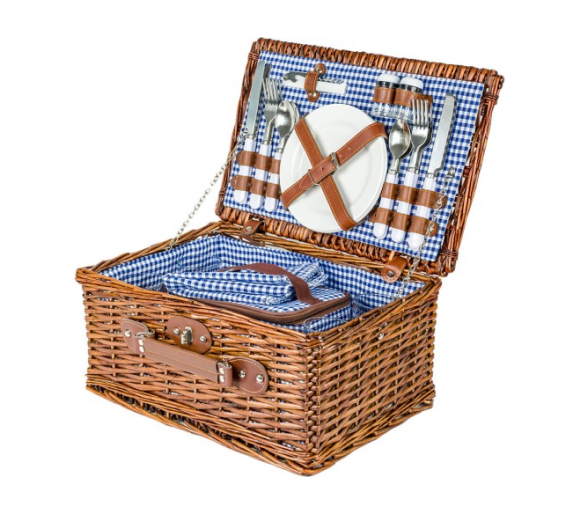 Piknikowy koszyk z wikliny termotorba sztućce 4os